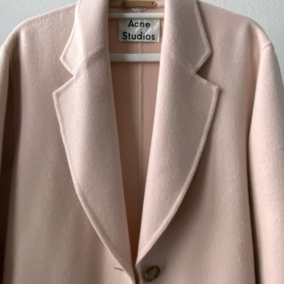 ACNE STUDIOS COAT LANDI DOUBLE FACE WOOL CASHMERE COAT PASTEL PINK SIZE 40 M - Picture 5 of 12